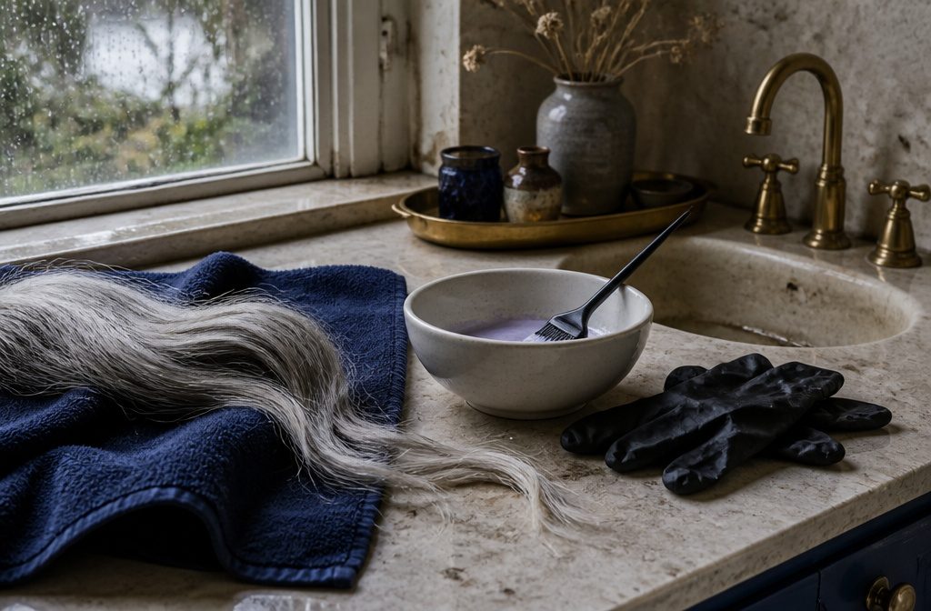 Silver and blonde hair strands showing a soft blend of natural grey and color